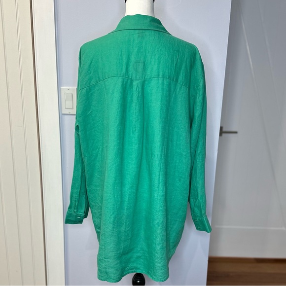 Eileen Fisher Jade Green Women's Linen long sleeve blouse. size XL. NEW! - Picture 3 of 9